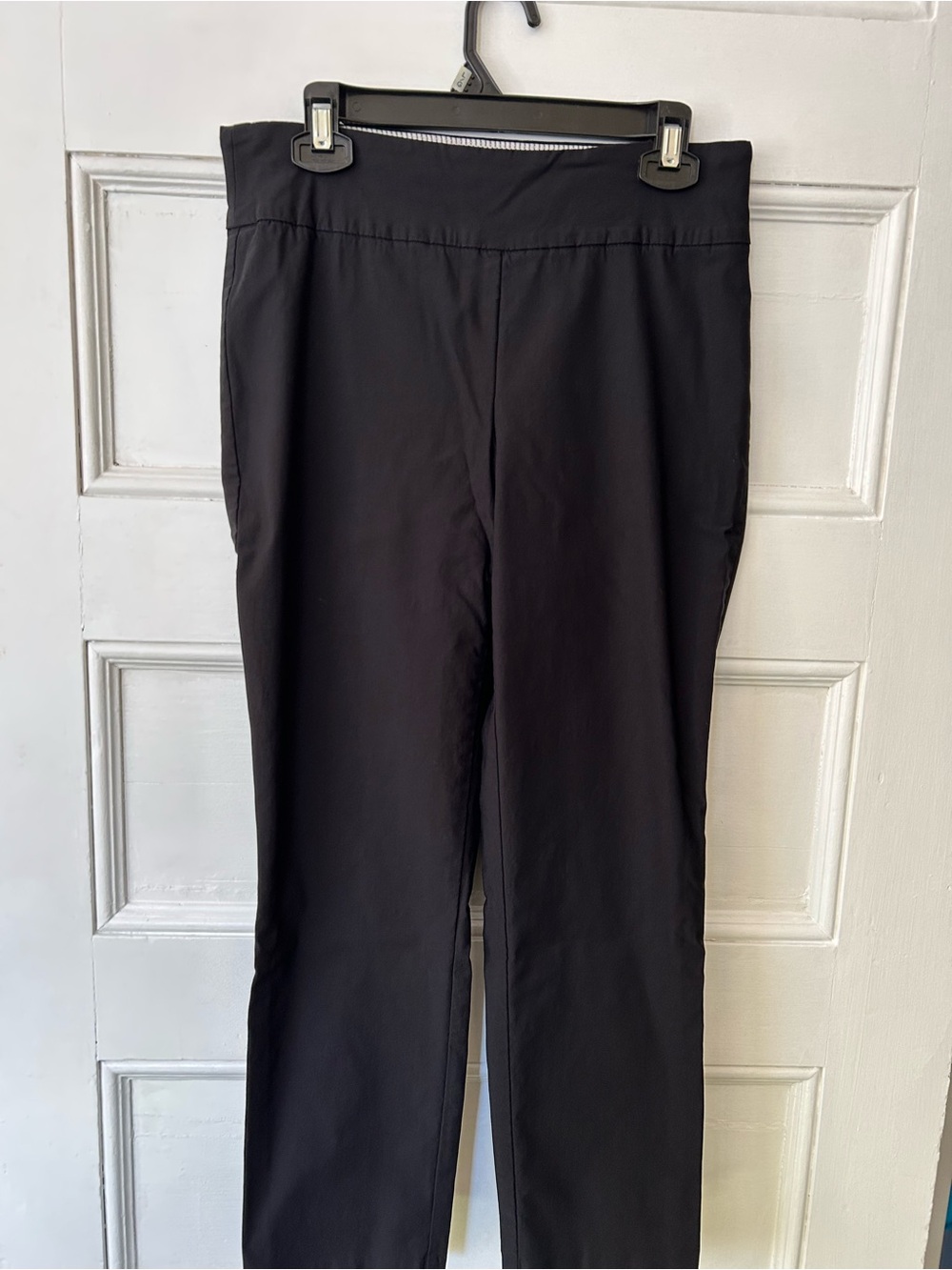 Straight-Leg Black Pull-On Stretch Pants